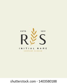 R S RS Beauty vector initial logo of floral and botanical with creative template for any company or business.
