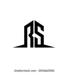 r s rs initial building logo design vector template