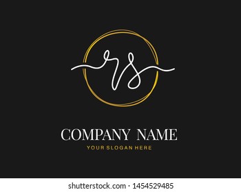R S RS Initial handwriting logo design with circle. Beautyful design handwritten logo for fashion, team, wedding, luxury logo.