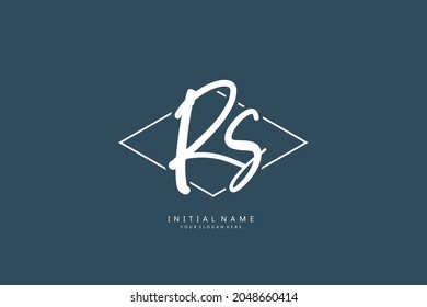 R S RS Initial handwriting or handwritten logo for identity. Logo with signature and hand drawn style.