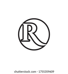 R letra serif línea de círculo diseño de vector
