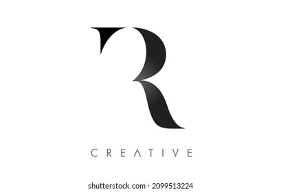 R Serif Letter Logo with Minimalist Design in Black and White Vector Icon. Creative R Logo Letter Illustration.