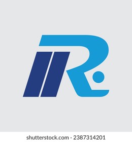 I and R shaped letter logo, with a combination of light blue and dark blue, suitable for a fashion brand identity