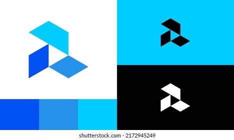 Concepto de diseño del logotipo monográfico del triángulo de R Sharp 