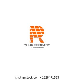 R Solar Panel Logo Design Vector