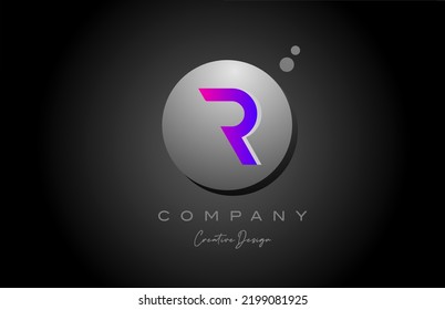 R sphere alphabet letter logo icon design with dot. Pink grey creative template for business and company