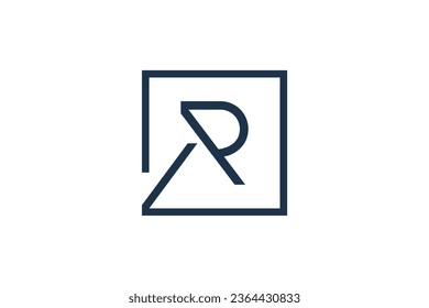R square logo design vector premium