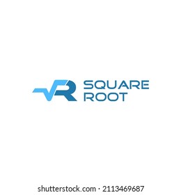R Square Root Logo Design Vector