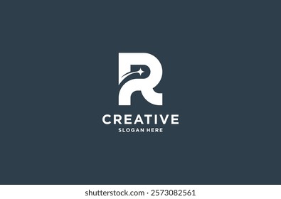 R starlight logo design premium vector.