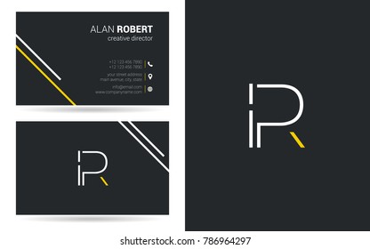 I & R stroke logo vector with business card template