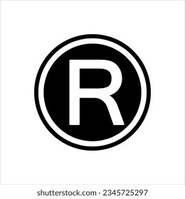 R-Symbol, Urheberrecht, Vektorgrafik auf weißem Hintergrund.