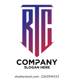 R T C  lettering with square design vector template