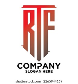 R T F  lettering with square design vector template