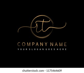 R T Initial handwriting logo vector