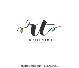 R T Initial handwriting logo vector template