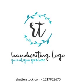 R T Initial handwriting logo vector