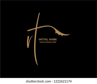 R T Initial Handwriting Logo Template