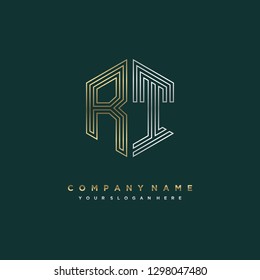 R T initial letter, modern logo design template vector