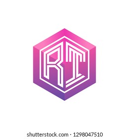 R T initial letter, modern logo design template vector