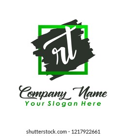 R T initial square logo template vector