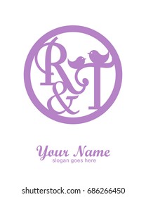 R T initial wedding decorative logo template