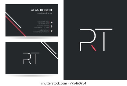 R & T joint logo stroke letter design with business card template