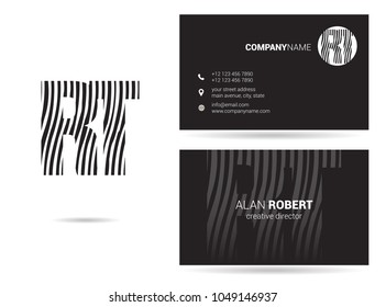 R & T joint logo waves letter design with business card template