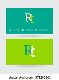 R & T Letter logo design vector element with Business card