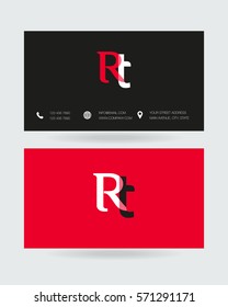 R & T Letter logo design vector element with Business card