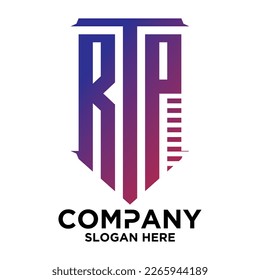 R T P  lettering with square design vector template