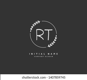 R T RT Beauty vector initial logo, handwriting logo of initial wedding, fashion, jewerly, heraldic, boutique, floral and botanical with creative template for any company or business.