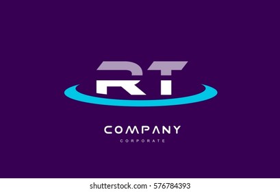 r t rt cyan magenta blue letter combination alphabet vector company logo icon sign design template 