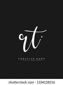 R T RT initial logo signature vector. Handwriting concept logo.