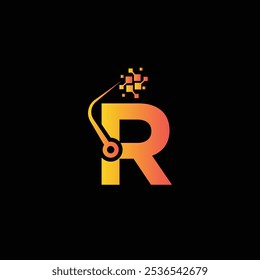 R Tech Logo Design illustration. R Tech Digital Logo Design template
