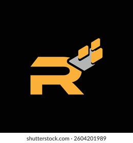 R tech logo design template, R tech logo, R technology vector	