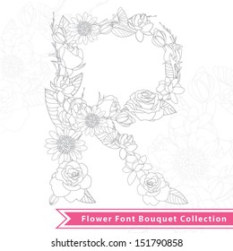 R text Font flowers bouquet  shape outline