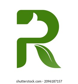 R mit Daumen nach oben und Blatt-Logo