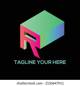 R trendy gradient Logo Design with Black Background Vector Illustration Template