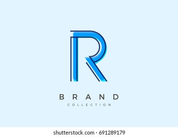 R typography alphabet font logo Icon Abstract Overlay Fusion Design template in white background