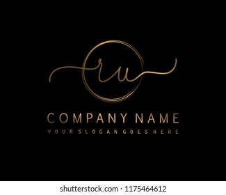 R U Initial handwriting logo vector
