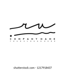 R U Initial handwriting logo vector