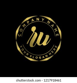 R U Initial handwriting logo vector