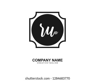 R U Initial Handwriting Logo Template Vector