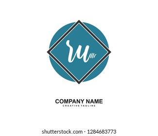 R U Initial Handwriting Logo Template Vector