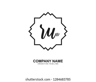 R U Initial Handwriting Logo Template Vector