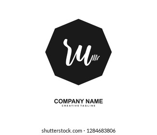R U Initial Handwriting Logo Template Vector