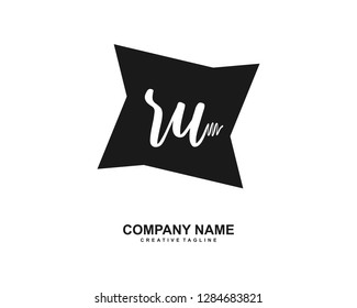 R U Initial Handwriting Logo Template Vector