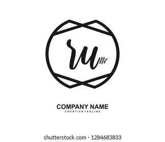 R U Initial Handwriting Logo Template Vector