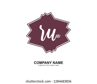 R U Initial Handwriting Logo Template Vector