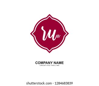 R U Initial Handwriting Logo Template Vector